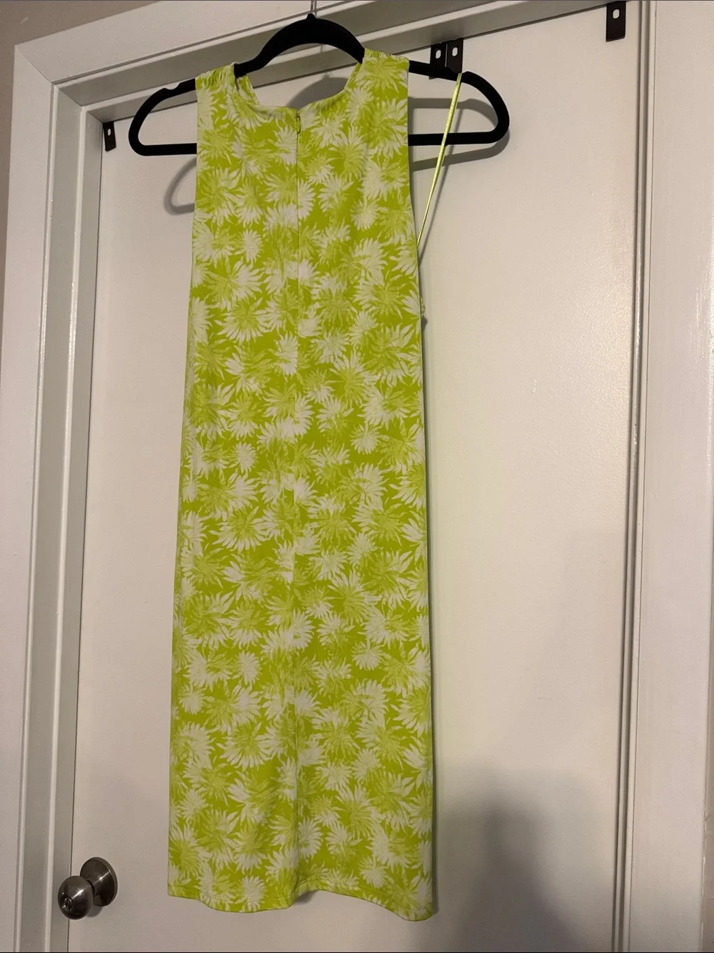 Michael Kors Lime Green and White Printed Midi Dress